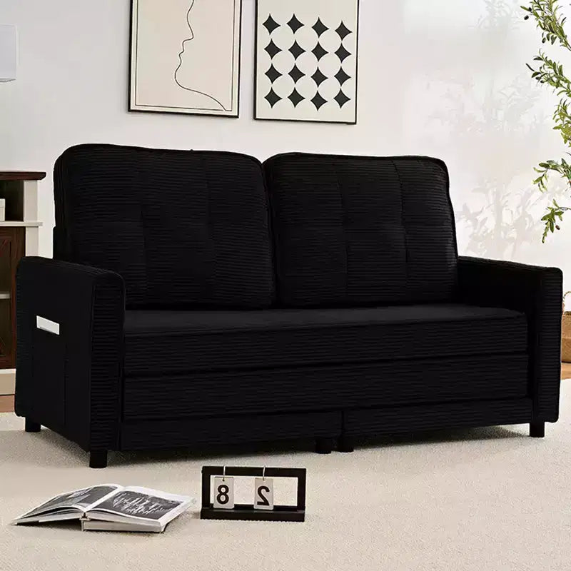 Mjkone 3-in-1 Convertible Futon Sofa Bed, Foldable Tufted Loveseat Sleeper Sofa with Side Pockets,Space-Saving