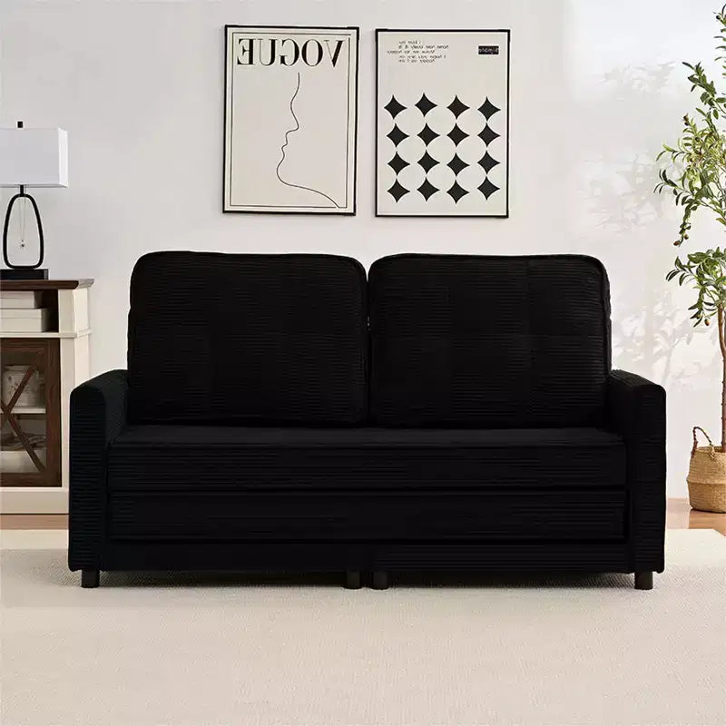 Mjkone 3-in-1 Convertible Futon Sofa Bed, Foldable Tufted Loveseat Sleeper Sofa with Side Pockets,Space-Saving