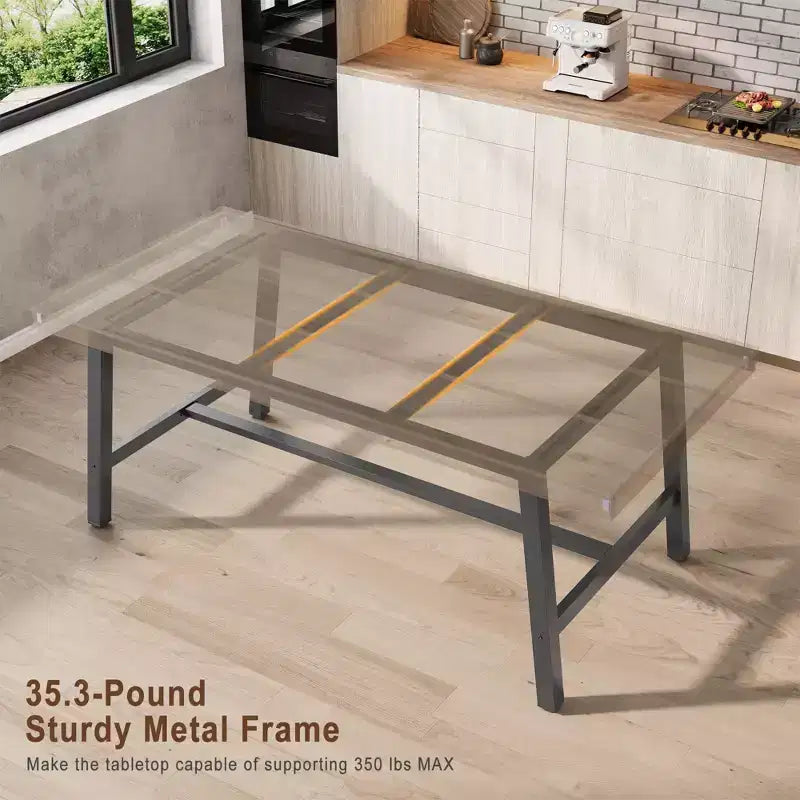 Table à manger industrielle pour 6 à 8 personnes, tables à manger rectangulaires de 200 cm de long, table de cuisine en bois