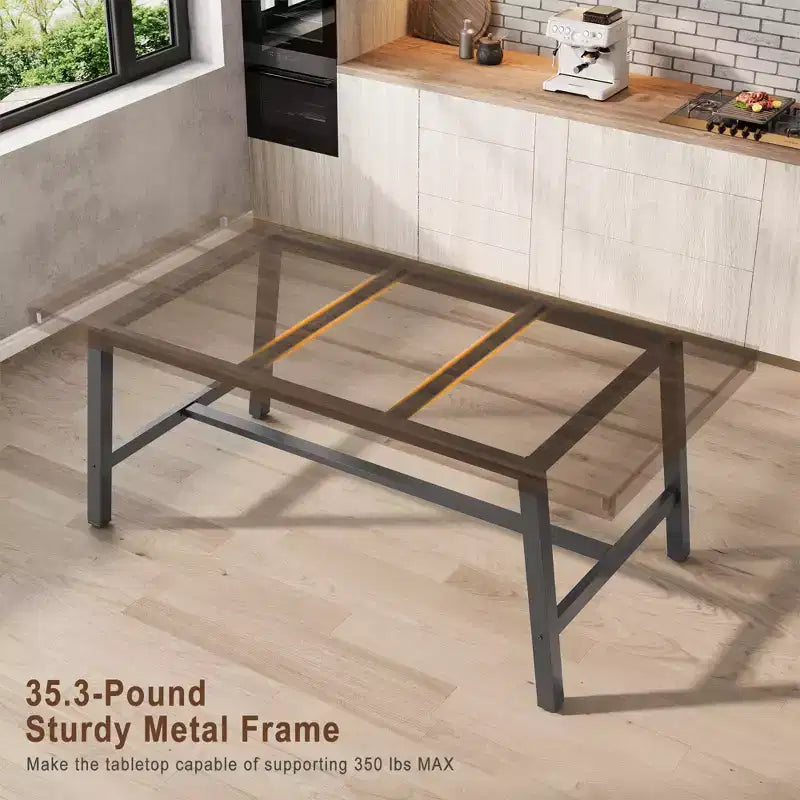 Table à manger industrielle pour 6 à 8 personnes, tables à manger rectangulaires de 200 cm de long, table de cuisine en bois