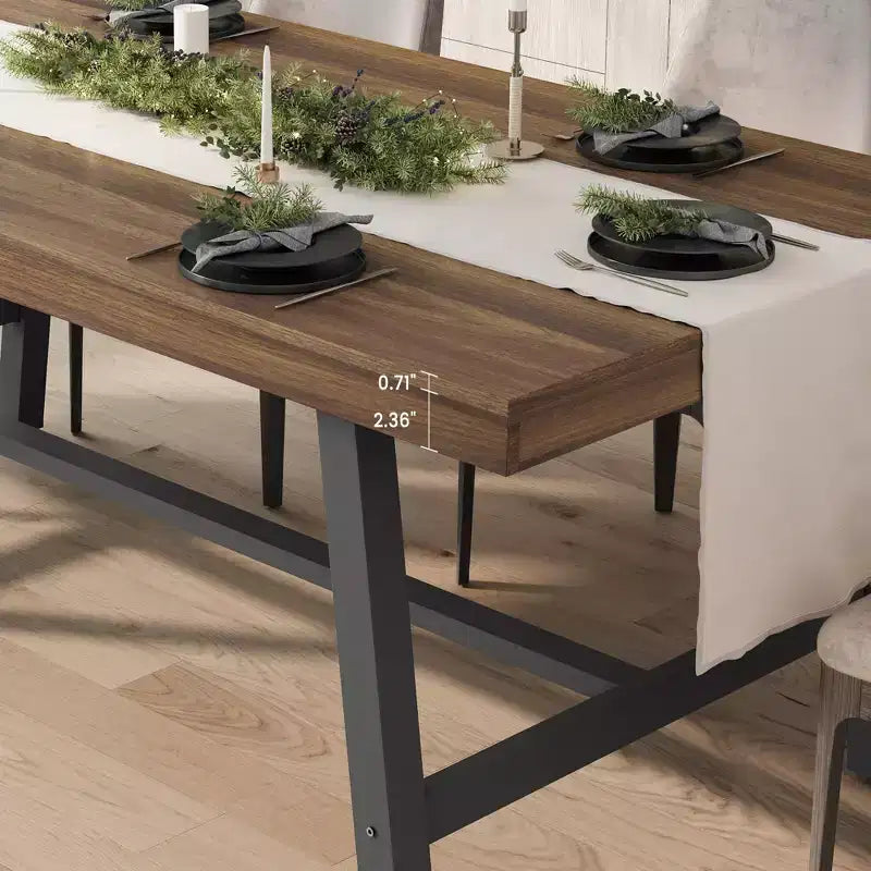Table à manger industrielle pour 6 à 8 personnes, tables à manger rectangulaires de 200 cm de long, table de cuisine en bois