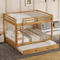 Queen Size Wood Bunk Bed with Ladder and Twin XL Size Trundle, No Box Spring Needed, White/Natural - ModernLuxe