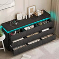 Dyonery modern 9-drawer dressing table - with storage cabinet and LED light, wide drawer cabinet and charging station, living room storage cabinet