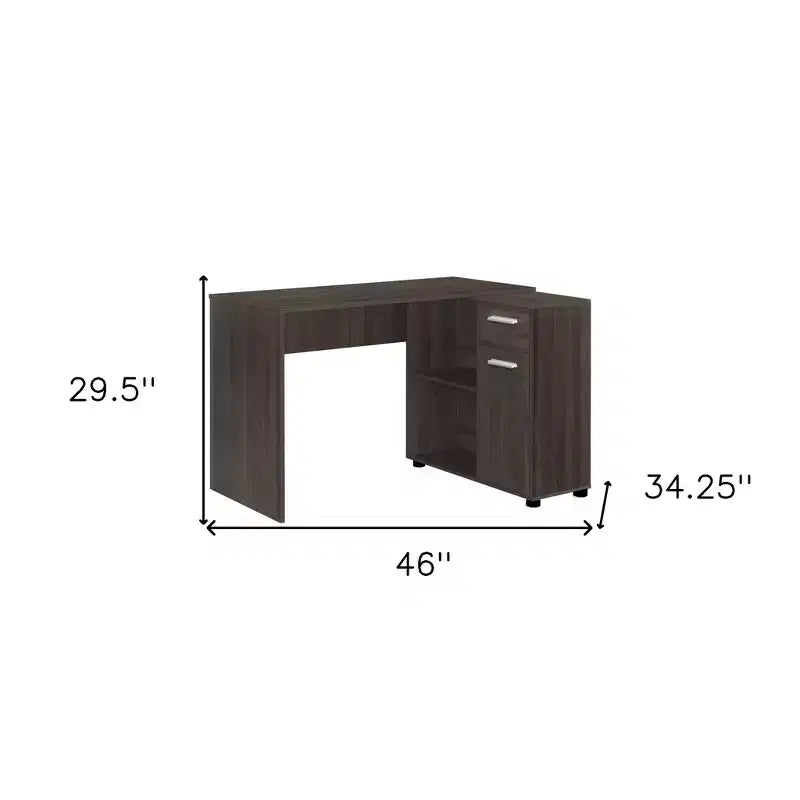 HomeRoots 46 Brown Wood L Shape Computer Desk