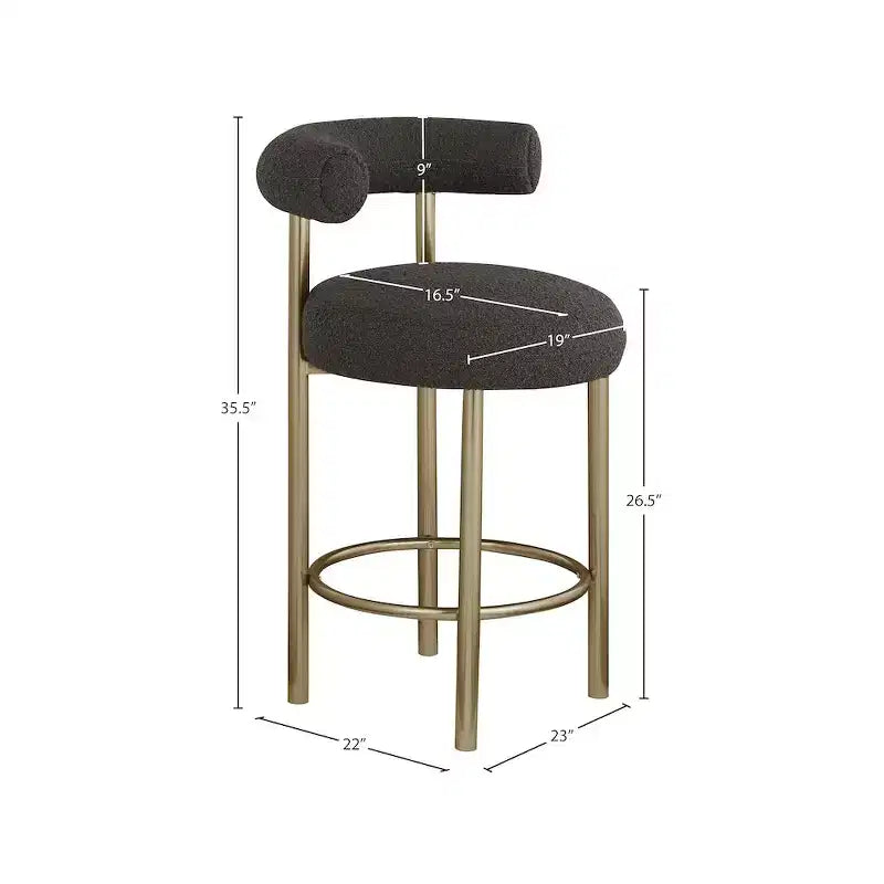 Meridian Furniture,Bordeaux Brown Boucle Fabric Stool, Set of 2