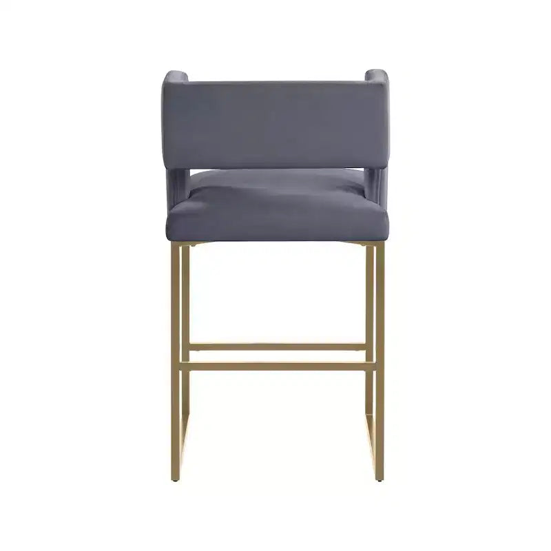 Meridian Furniture,Caleb Grey Velvet Counter Stool, Set of 2