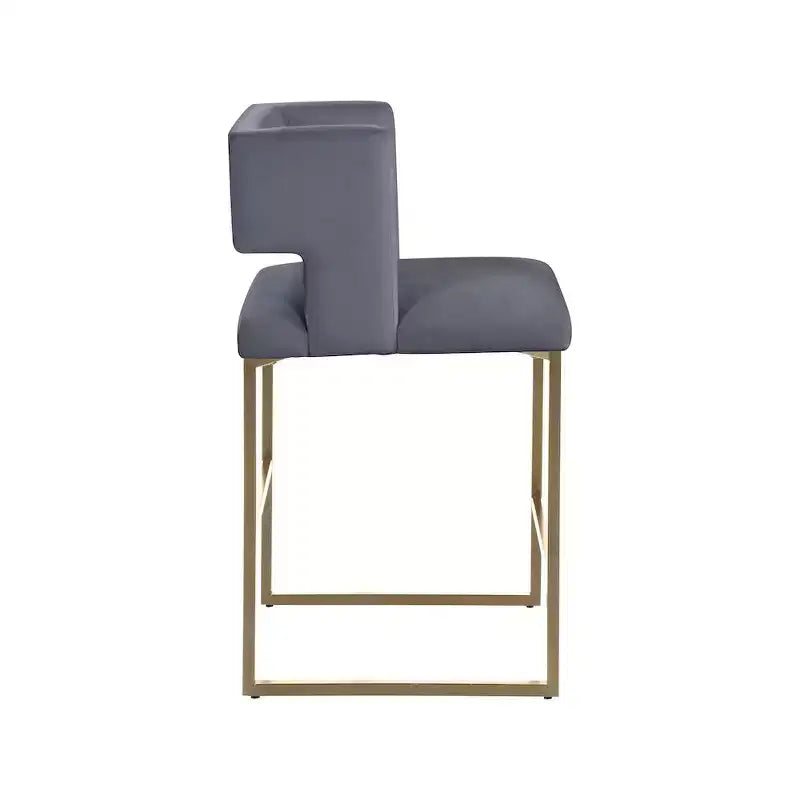 Meridian Furniture,Caleb Grey Velvet Counter Stool, Set of 2