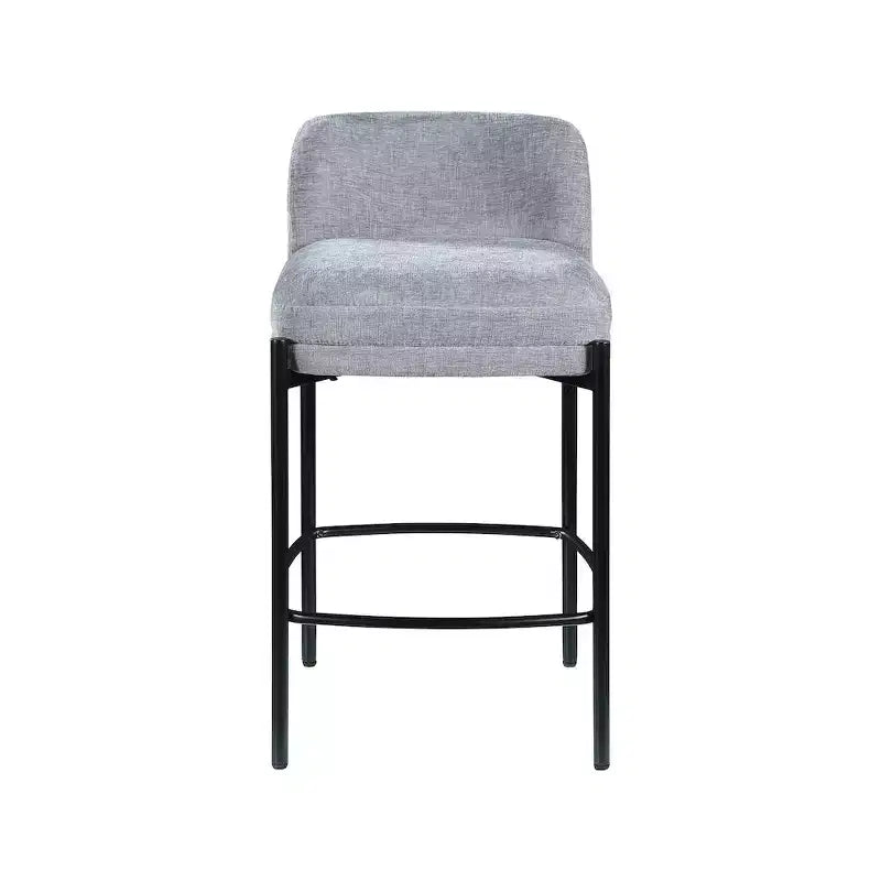 Meridian Furniture,Burton Grey Chenille Fabric Stool, Set of 2