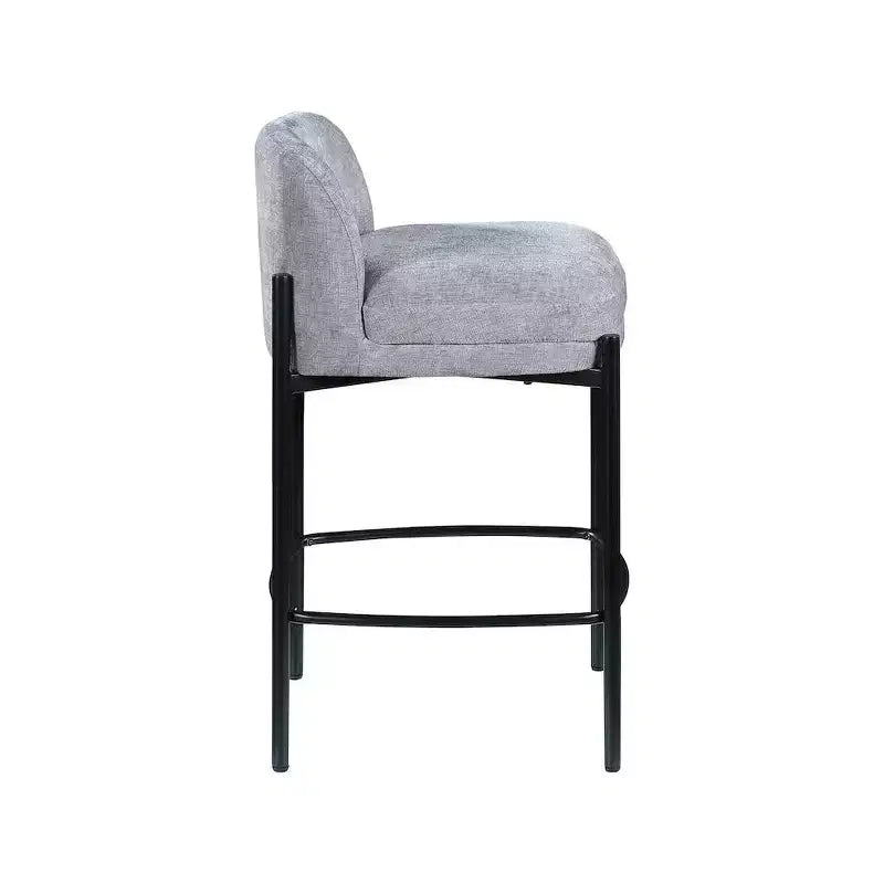 Meridian Furniture,Burton Grey Chenille Fabric Stool, Set of 2