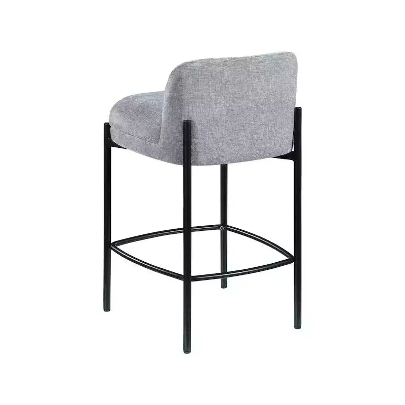 Meridian Furniture,Burton Grey Chenille Fabric Stool, Set of 2