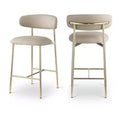 Meridian Furniture,Lupita Taupe Vegan Leather Counter Stool, Set of 2