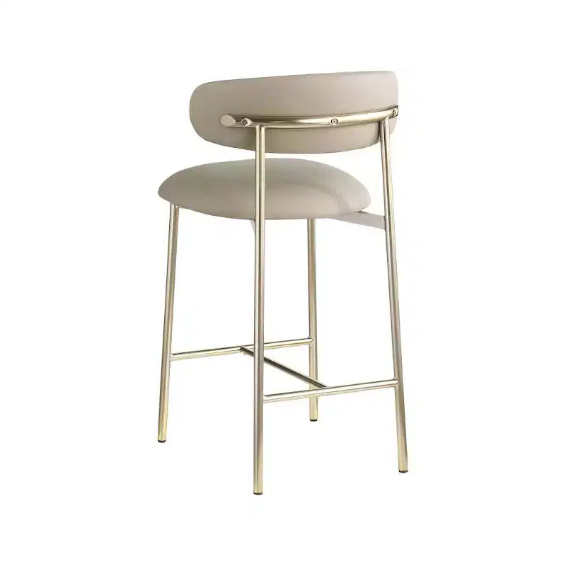 Meridian Furniture,Lupita Taupe Vegan Leather Counter Stool, Set of 2