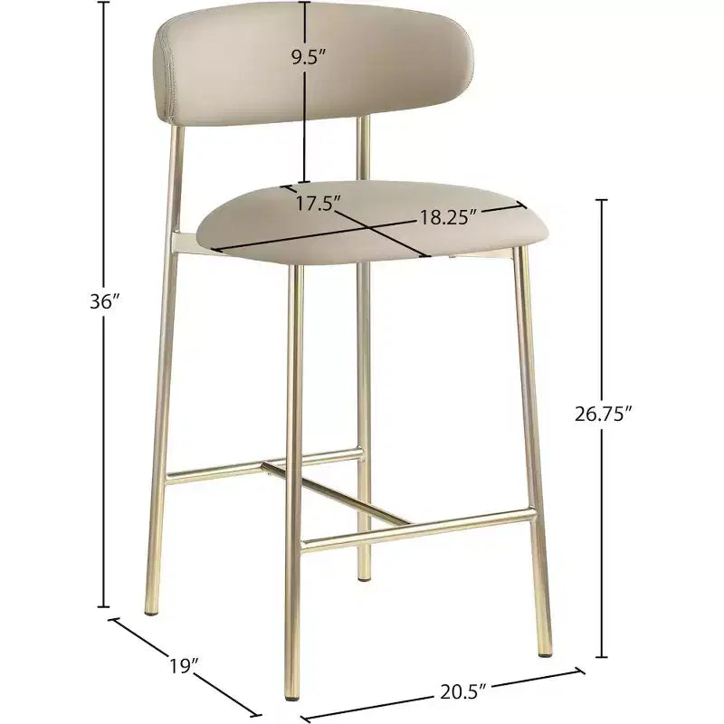 Meridian Furniture,Lupita Taupe Vegan Leather Counter Stool, Set of 2
