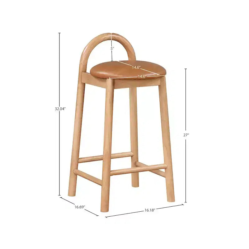 Meridian Furniture,Calvin Cognac Vegan Leather Stool