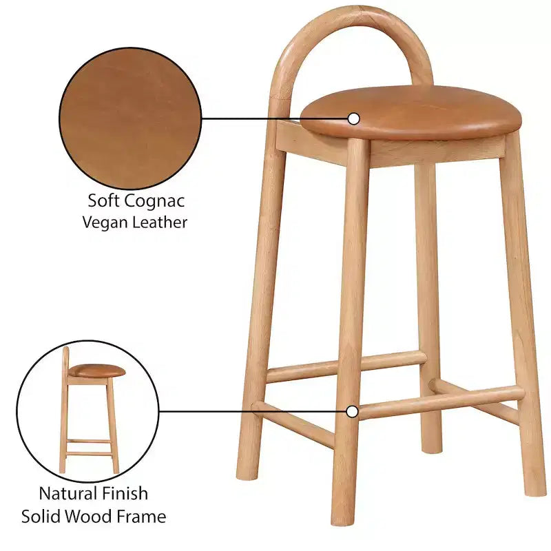 Meridian Furniture,Calvin Cognac Vegan Leather Stool