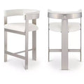 Meridian Furniture,Romeo Cream Vegan Leather Counter Stool, Set of 2