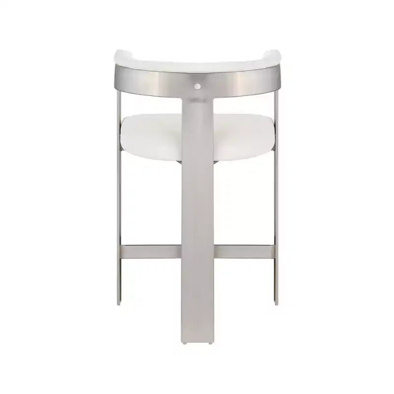 Meridian Furniture,Romeo Cream Vegan Leather Counter Stool, Set of 2
