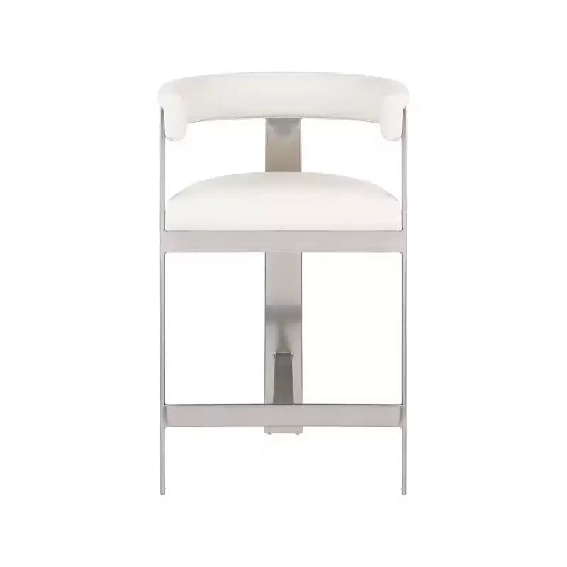 Meridian Furniture,Romeo Cream Vegan Leather Counter Stool, Set of 2