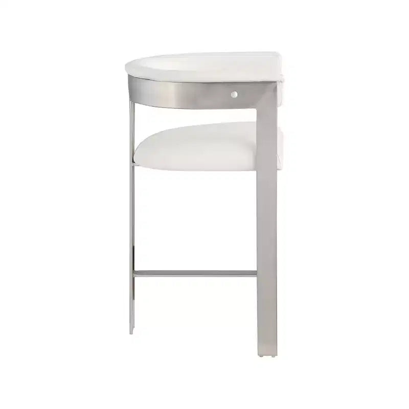 Meridian Furniture,Romeo Cream Vegan Leather Counter Stool, Set of 2