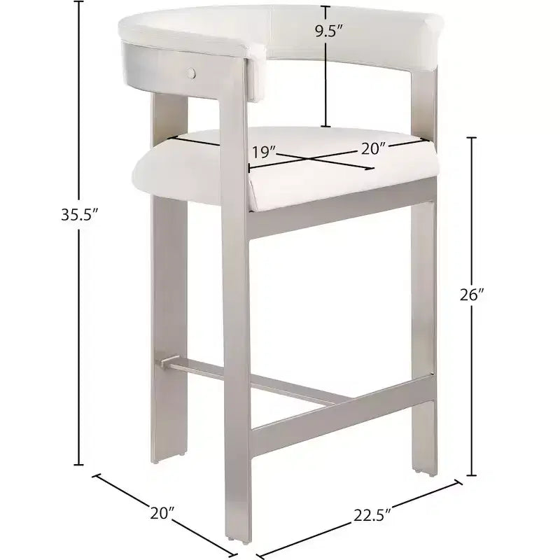 Meridian Furniture,Romeo Cream Vegan Leather Counter Stool, Set of 2