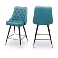 Meridian Furniture,Portnoy Teal Vegan Leather Counter/Bar Stool, Set of 2