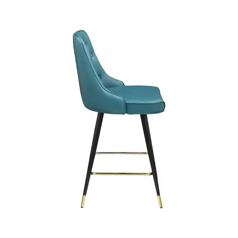 Meridian Furniture,Portnoy Teal Vegan Leather Counter/Bar Stool, Set of 2