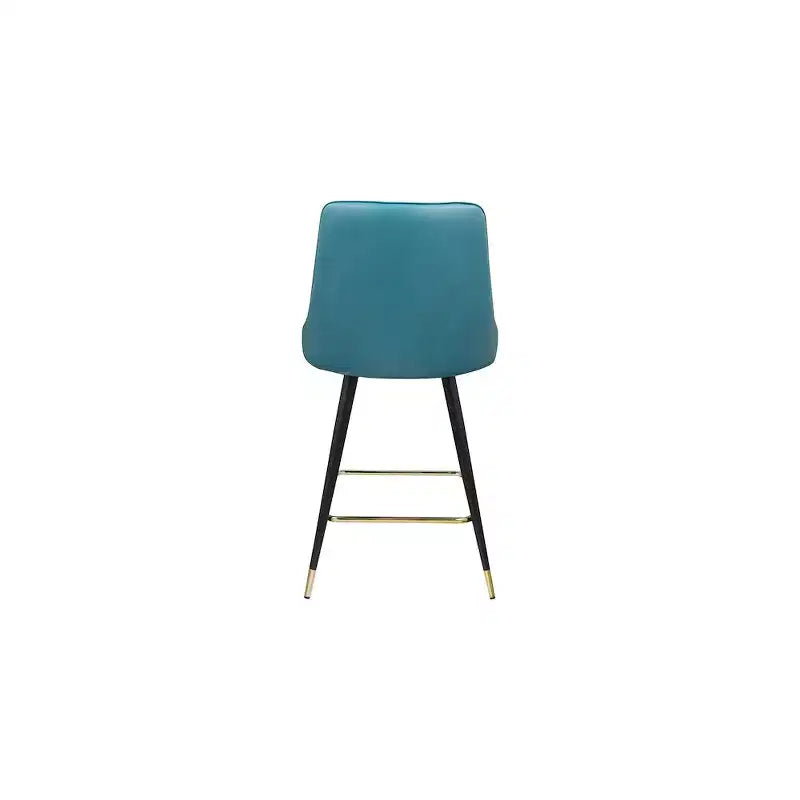 Meridian Furniture,Portnoy Teal Vegan Leather Counter/Bar Stool, Set of 2