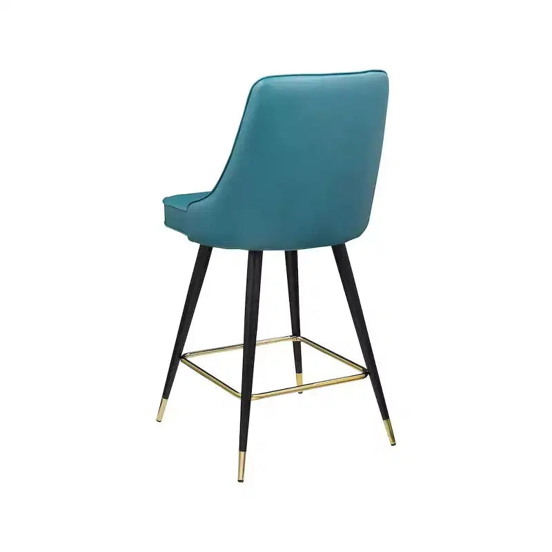 Meridian Furniture,Portnoy Teal Vegan Leather Counter/Bar Stool, Set of 2