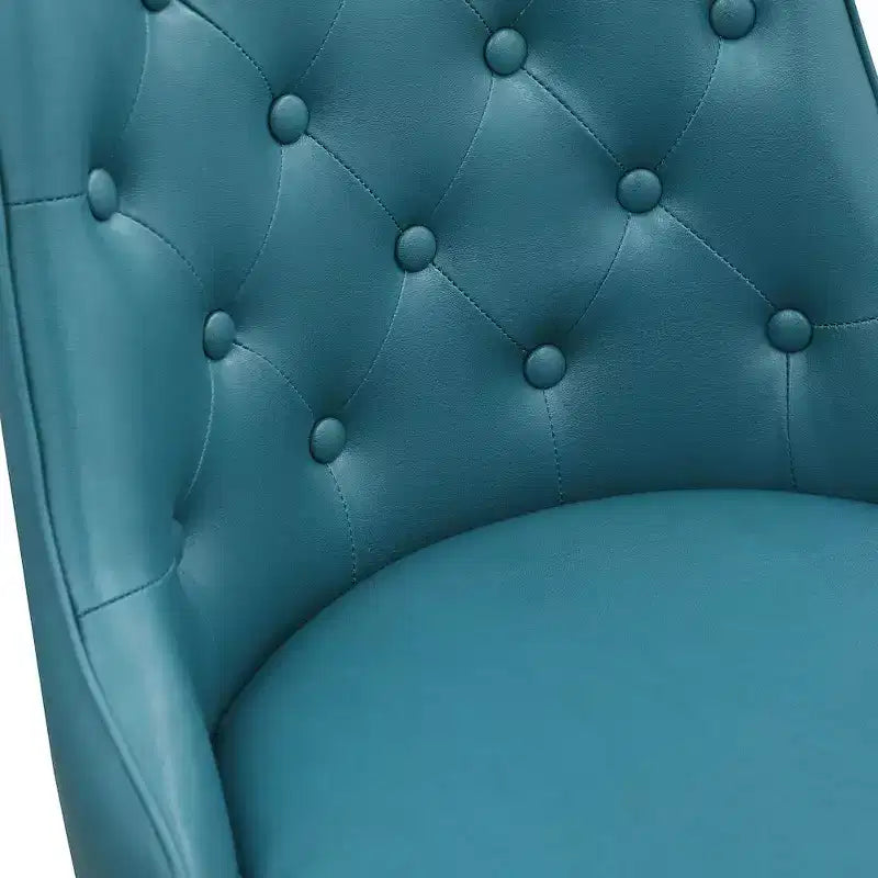 Meridian Furniture,Portnoy Teal Vegan Leather Counter/Bar Stool, Set of 2