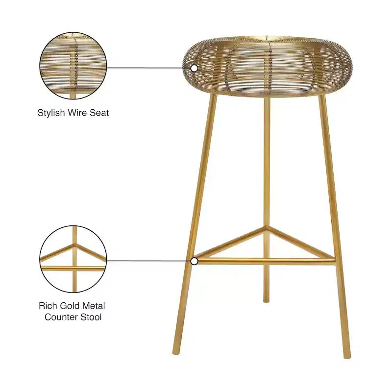 Meridian Furniture,Tuscany Gold Metal Counter Stool