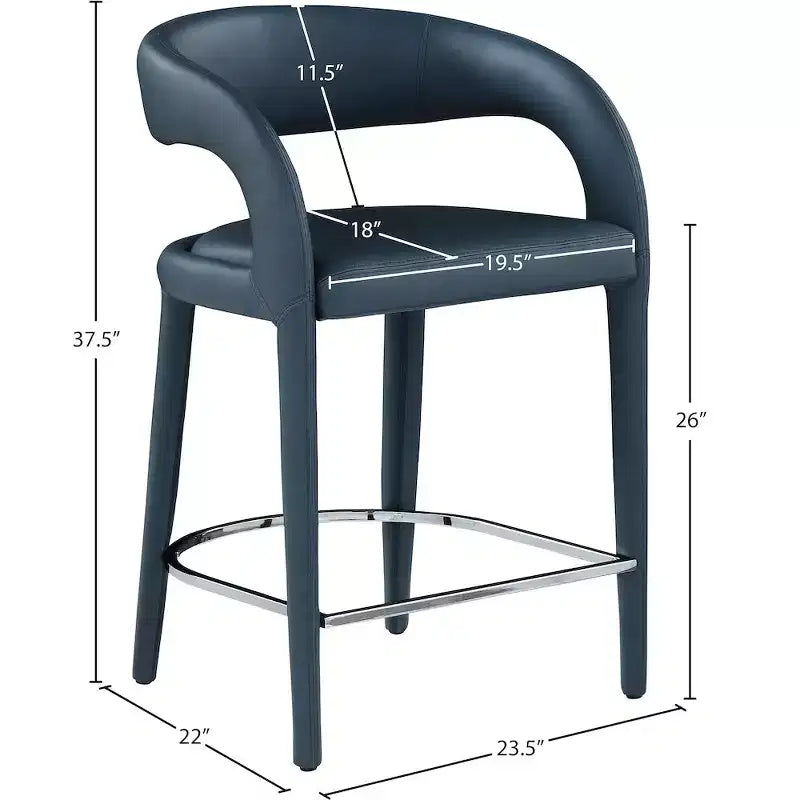 Meridian Furniture,Sylvester Navy Vegan Leather Stool