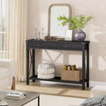 Farmhouse Console Table with 2 Drawers and Storage Shelf, Wood Sofa Table for Entryway, Living Room, Hallway, and Foyer