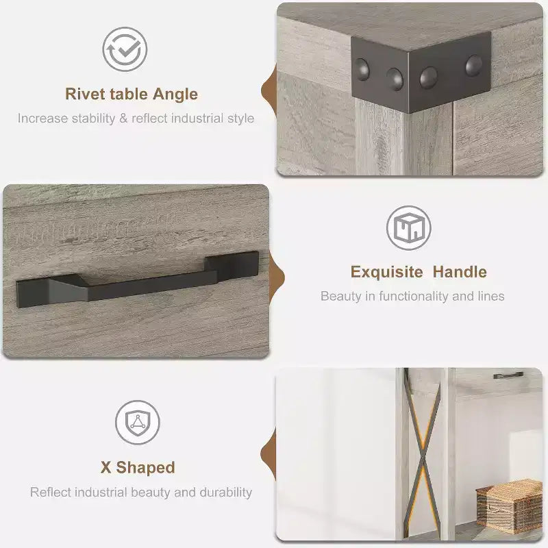 Farmhouse Console Table with 2 Drawers and Storage Shelf, Wood Sofa Table for Entryway, Living Room, Hallway, and Foyer