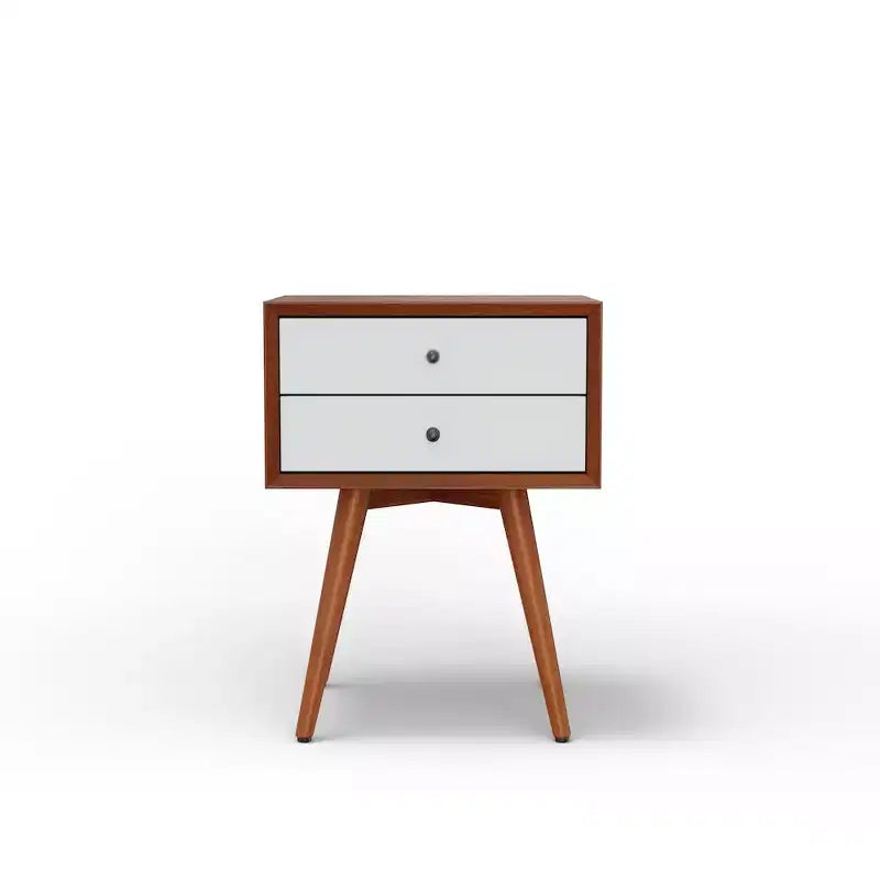 Alpine Furniture,Flynn 2 Drawer Two Tone Nightstand, Acorn/White