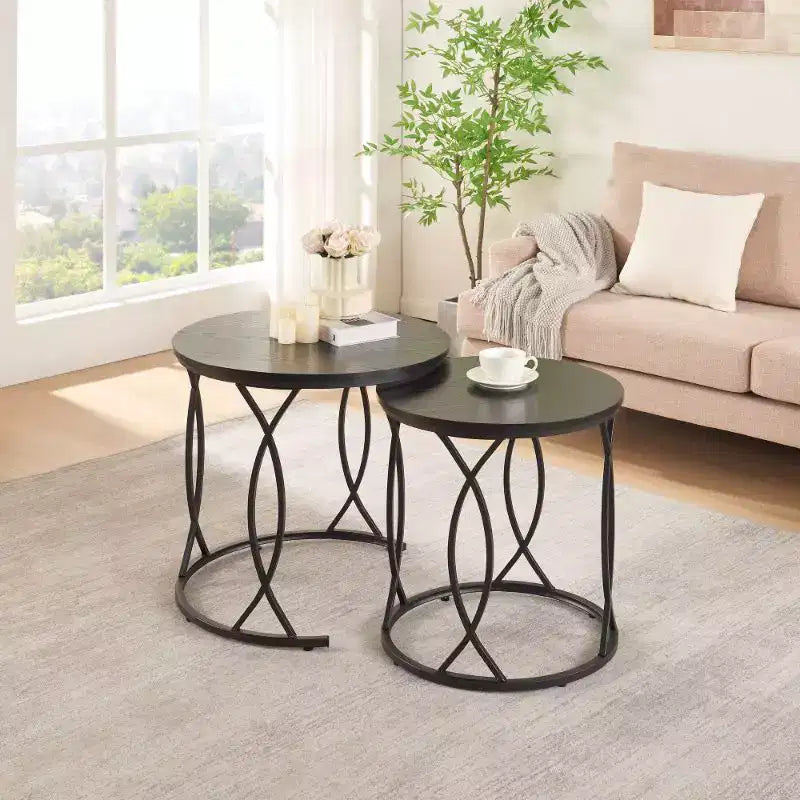 unipaws Tables basses gigognes noires, lot de 2