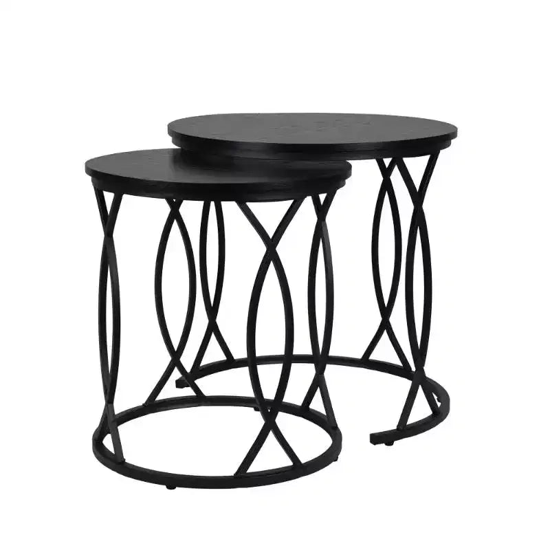 unipaws Tables basses gigognes noires, lot de 2