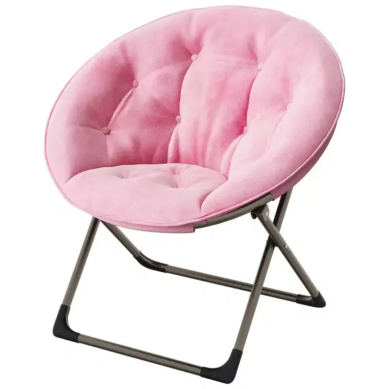 Saucer Chair, Comfy Chair Faux Fur Lounge Moon Chair with Folding Metal Frame, Flower Accent Seat