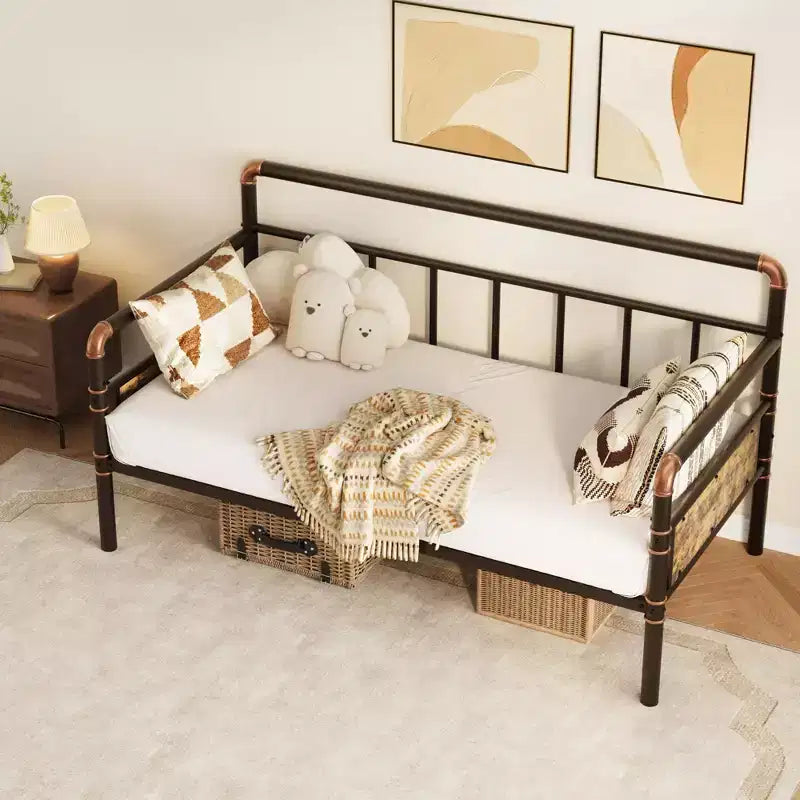 Cadre de lit de repos en métal, taille double, cadre de lit double en métal robuste, lit de repos pour salon, chambre, chambre d'amis