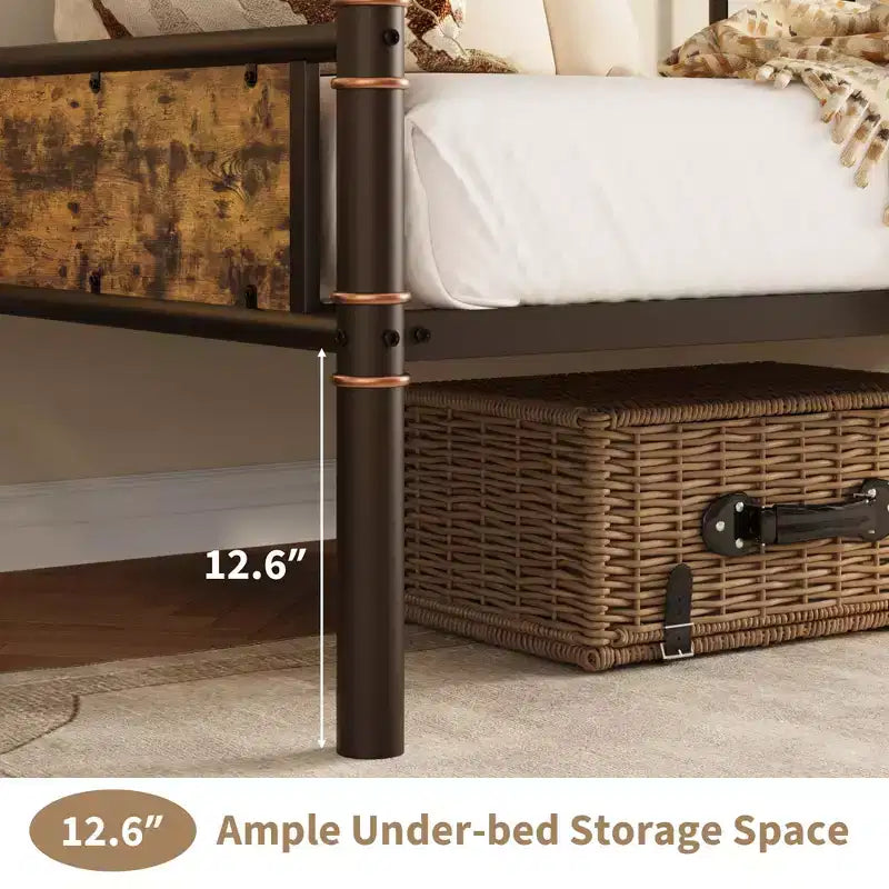 Cadre de lit de repos en métal, taille double, cadre de lit double en métal robuste, lit de repos pour salon, chambre, chambre d'amis