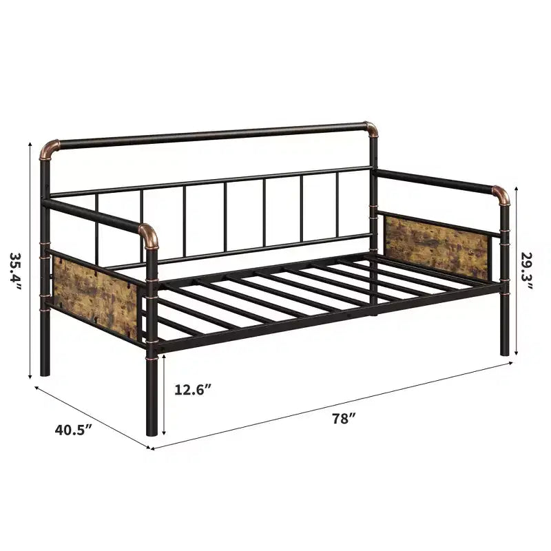 Cadre de lit de repos en métal, taille double, cadre de lit double en métal robuste, lit de repos pour salon, chambre, chambre d'amis