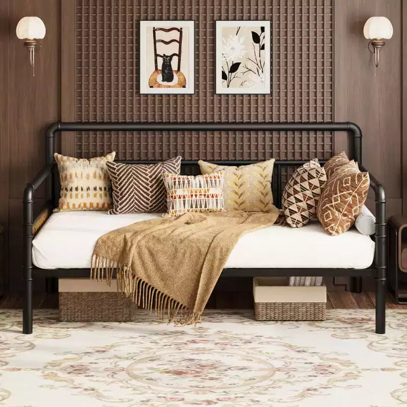 Metal Daybed Frame Twin Size,Heavy Duty Metal Twin Bed Frame,Daybed for Living Room Bedroom Guest Room