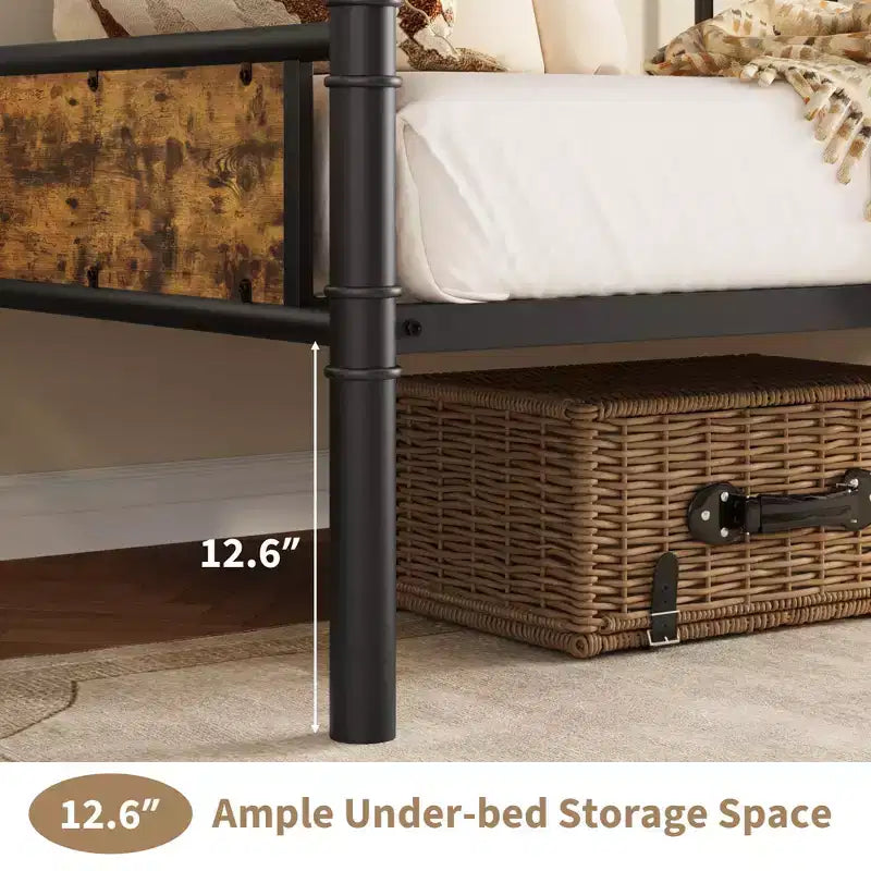Cadre de lit de repos en métal, taille double, cadre de lit double en métal robuste, lit de repos pour salon, chambre, chambre d'amis