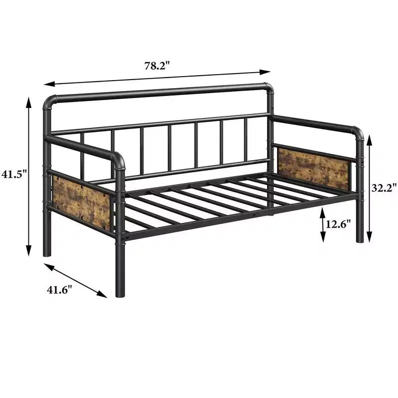 Cadre de lit de repos en métal, taille double, cadre de lit double en métal robuste, lit de repos pour salon, chambre, chambre d'amis