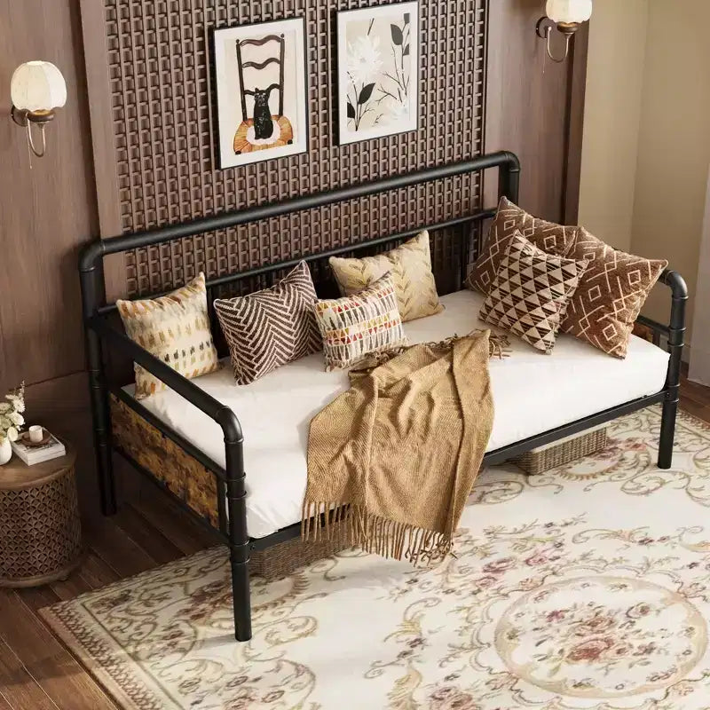 Metal Daybed Frame Twin Size,Heavy Duty Metal Twin Bed Frame,Daybed for Living Room Bedroom Guest Room