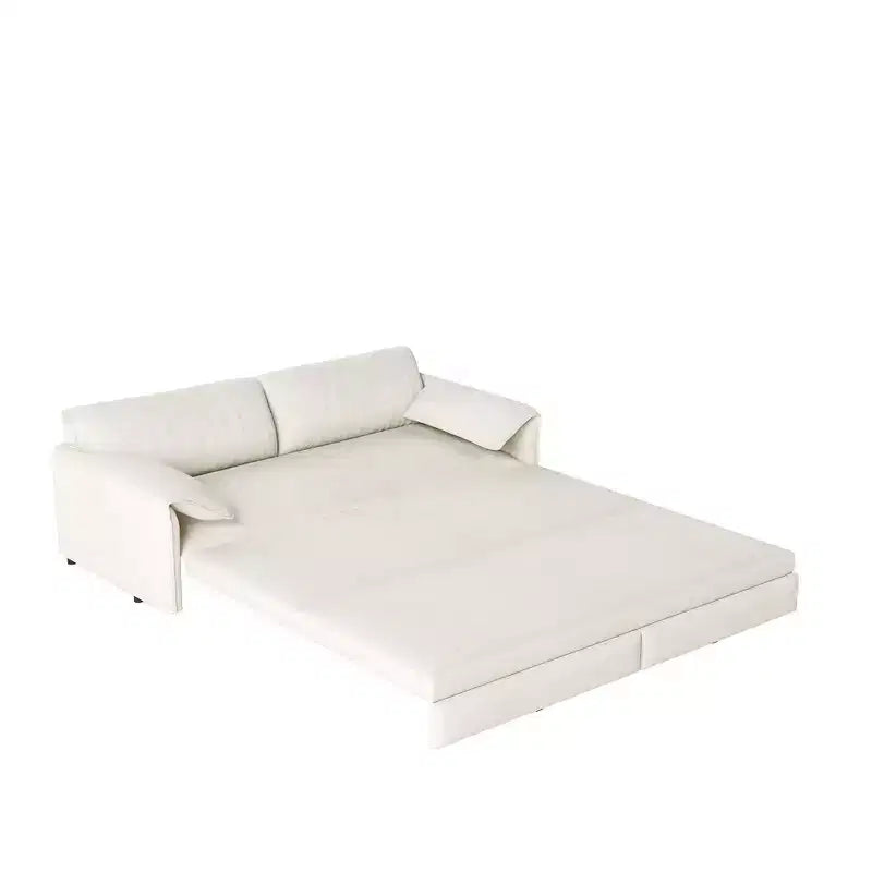 Canapé-lit Whison 3-en-1 en velours Queen Size avec méridienne et poches latérales de rangement, 2 places