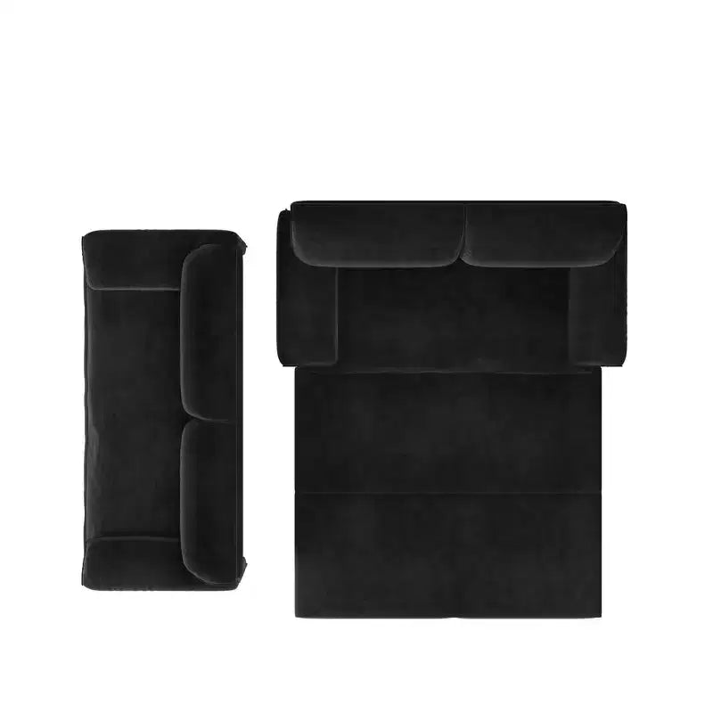 Canapé-lit Whison 3-en-1 en velours Queen Size avec méridienne et poches latérales de rangement, 2 places