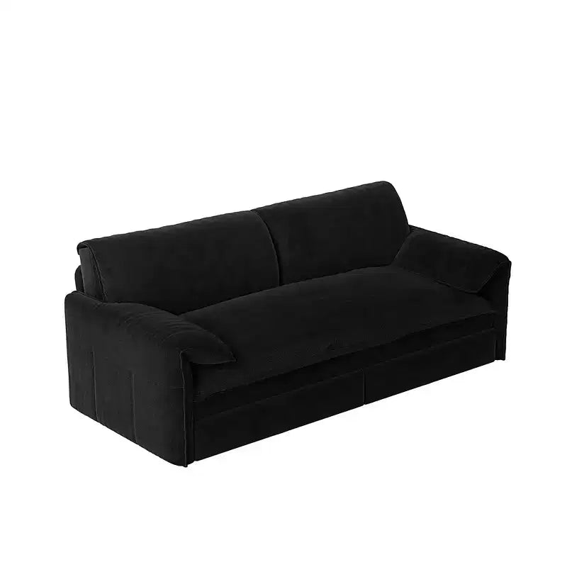 Canapé-lit Whison 3-en-1 en velours Queen Size avec méridienne et poches latérales de rangement, 2 places
