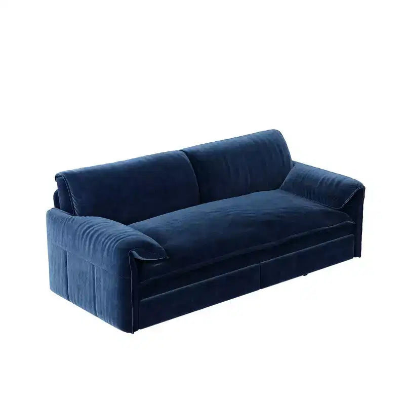 Canapé-lit Whison 3-en-1 en velours Queen Size avec méridienne et poches latérales de rangement, 2 places