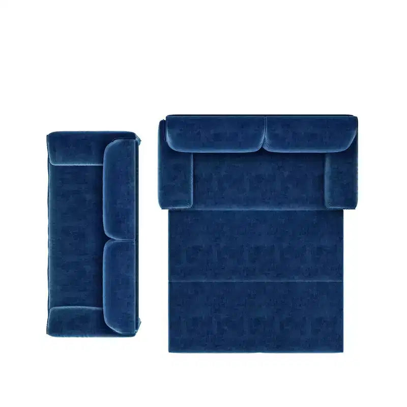 Canapé-lit Whison 3-en-1 en velours Queen Size avec méridienne et poches latérales de rangement, 2 places