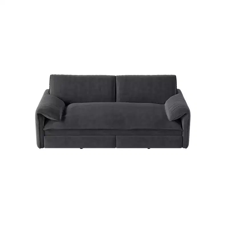 Canapé-lit Whison 3-en-1 en velours Queen Size avec méridienne et poches latérales de rangement, 2 places